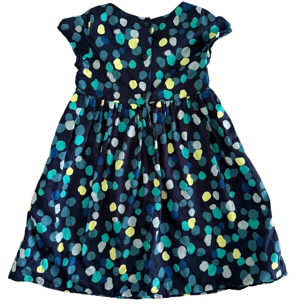 GYMBOREE 2014 Bluebird Dots Girls Pintuck Polka Dot Short Sleeve Dress, 5T